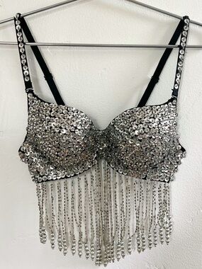 Vintage Y2K Embellished Festival Bra sz 34